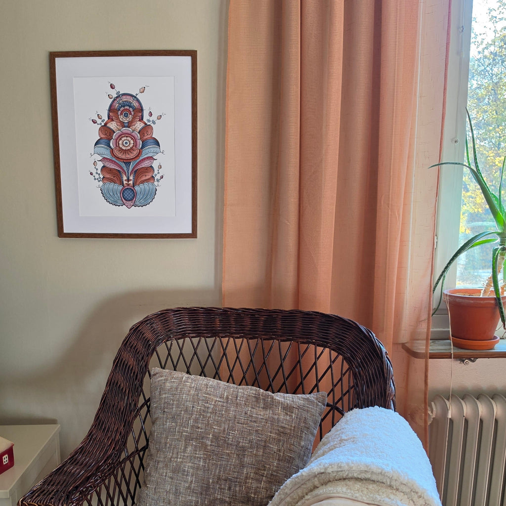Rosarödblå Kurbits Poster